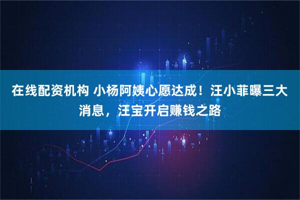 在线配资机构 小杨阿姨心愿达成！汪小菲曝三大消息，汪宝开启赚钱之路